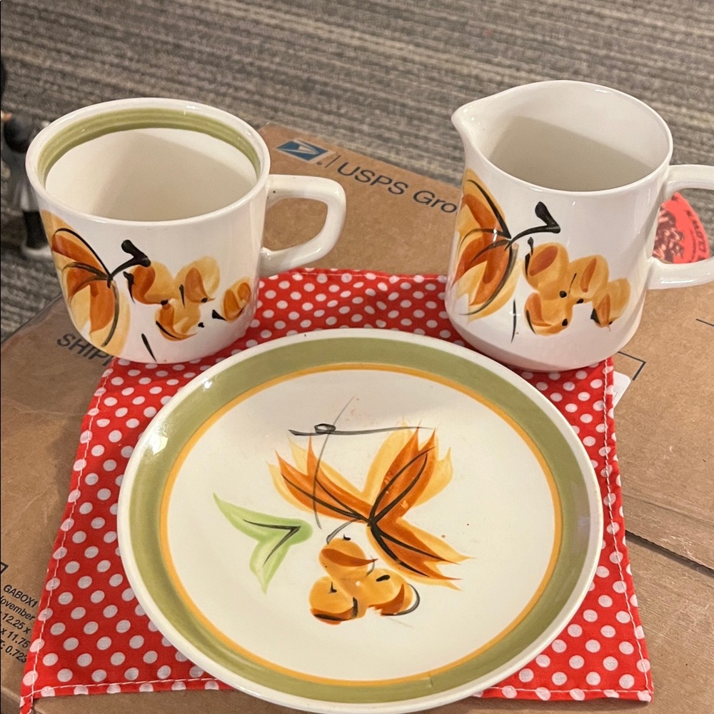 3pc Vintage Earth Stone Flower Canyon